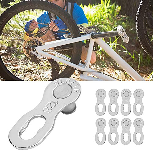 Akozon Juego de 10 Piezas, 4 Pares de Acero para Bicicleta, Cadena de 12 Velocidades, Eslabón Perdido, Eslabón Perdido, 12 V, Shimano Enganche Rápido, Cadena CNC, Cuchillas de Inserción (Plata)