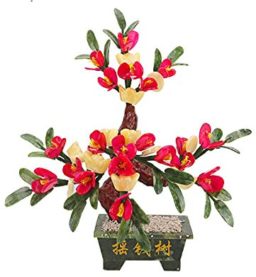 YQINQIN83B Künstliche Bonsai Jade-Bonsai-Geldbaum im chinesischen Stil, Heimbüro-Dekoration, Jade-Schnitzerei, Bonsai-Blumenornamente, Gute Geschenke for Mütter und Freunde Künstliche Pflanze