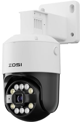 ZOSI 5MP Caméra Surveillance Extérieure PoE, Caméra IP Pan 355° Tilt 140°, Détection de Personne/Véhicule/Animal/Flamme, Audio Bidirectionnel, Suivi Automatique, Stockage Cloud
