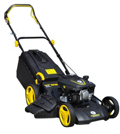 RocwooD 21/53cm 173cc Mulching Self-Propelled Petrol Lawnmower, 7 Cutting Heights, 65l Collection Bag, Foldable Handles & 2 Year Warranty, Easy Starting, Mulch & Collect