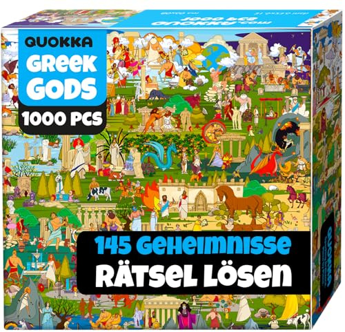QUOKKA 1000 Piece Jigsaw Puzzle for Adults Mythories Ancient Gods Greek – Premium Box Packaging with Extra Fun Challenges, Perfect for Relaxation, Creativity & Gift Giving