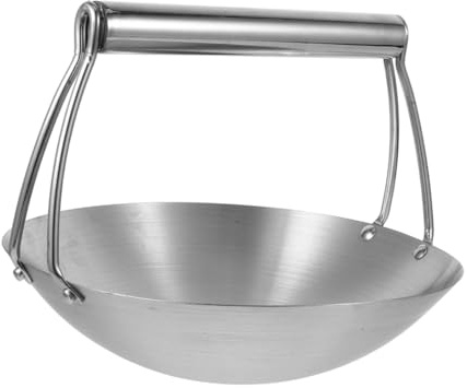 Mikinona Marmite Acier Inoxydable Avec Barre De Suspension Sauteuse à Fond Wok Polyvalent Faitout Compatible Plaques De Cuisson à Gaz