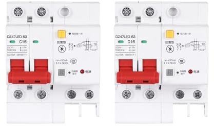 2pcs DZ47LED 2P 220V 3KA 16A Disjoncteur Différentiel (RCD/RCBO/RCCB) Interrupteur Principal Avec Protection Contre Les Surtensions Et Fuites À La Terre