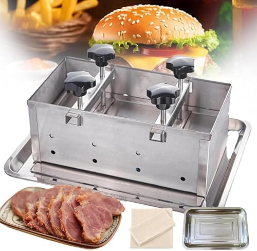 Köttpressform i rostfritt stål, 5 kg pressverktyg för skinkkött med tvåskruvstryckanordning, lunchköttmaskin, för fyllda hamburgare Slider Grill Grillning nötkött