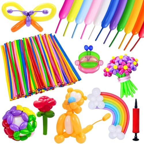 200 Piezas Globos Largos, Globos de Moldeables, Globos Modelado Mágico, Globos Globoflexia, Globo Largo del Látex, Multicolores Largos Globos para Niño Fiestas de Cumpleaños Bodas Aniversarios