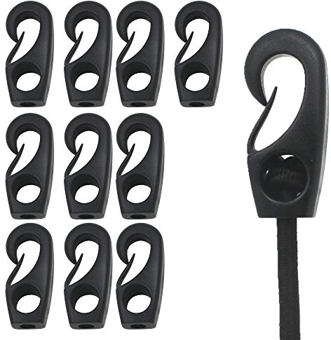 YYST Kayak Cord Hook Nylon Bungee Hook for shock cords 3/16, 1/4 5/16 (Pack of 10)