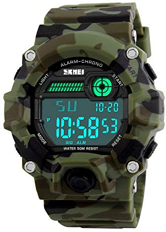 FeiWen Outdoor Militar Tácticas Multifuncional Deportivos Relojes de Hombre 50M Impermeable LED Electrónica Digitales Camuflaje Plástico Reloj de Pulsera con Goma Correa
