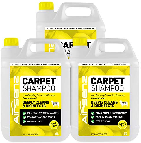 AIRSENZ Professional Carpet Shampoo - Low Foaming Extraction Formula Suitable For All Carpet Cleaning Machines (Citrus Burst, 15L)