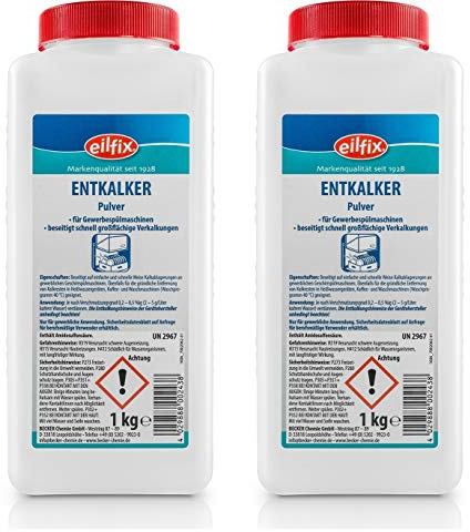 Becker Chemie eilfix Entkalker Pulver für Spülmaschinen und Heißwassergeräte - Hochkonzentrat gegen Kalk (2 Dosen Entkalker Pulver = 2 Kg.)