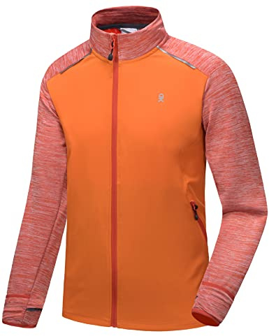 Little Donkey Andy Men's Quick Dry Warm Lightweight Running Jacket Full Zip Thermal Hybrid Thumbholes Golf Track Jacket Orange Heather XXL