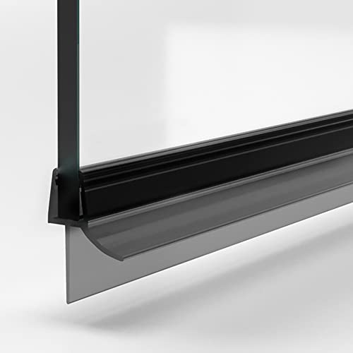 Duschdichtung für Glastüren 80cm schwarz I Duschtürdichtung 6mm 7mm 8mm Glas Bodendichtung I Wasserabweisprofil Duschwand gerade I Duschkabinen Dichtungen I Abdichtung Dusche 12mm Dichtlippe