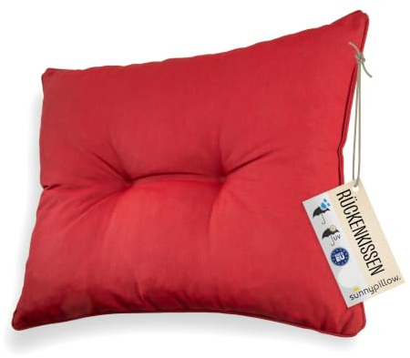 sunnypillow Polster für Gartenmöbel - Rückenkissen 70 x 40 cm für Rattanmöbel - Lounge Kissen Outdoor, wasserdicht, UV-lichtecht - Gartenpolster, Polsterauflagen auf Rattansessel, Stuhl - Rot