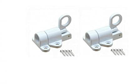 RANRAO 2PCS Aluminium Alloy Door Latch Sprung Attic Loft Ceiling Hatch Lock Catch Tool, Door Spring Bolt Aluminum Alloy Security Automatic Window Gate Latch Bounce Lock for Shed Doors Gates White