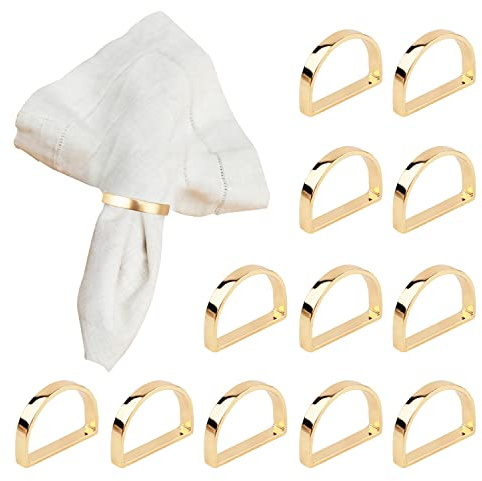 12St Serviettenringe aus Metall, Elegante Serviettenschnallen Serviettenschnallen für Tischdekoration Valentinstag Ostern Hochzeit Weihnachten Abendessen Party (Helles Gold)