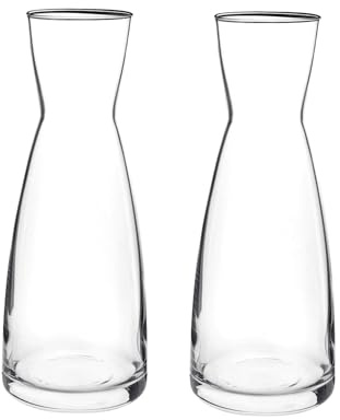 Bormioli Rocco Ypsilon Carafe Set of 2-18.5 Oz. Clear Glass Carafes for Serving Water, Wine & Beverages - Modern Drinkware for Tabletop, Dining & Bar Service - Italian Glassware