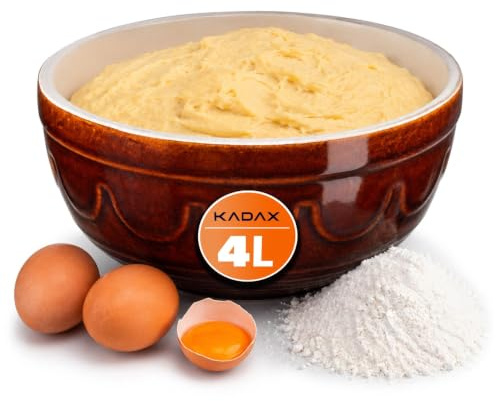 KADAX Tonschüssel, Mohnschüssel aus Keramik mit Rillen, Spülmaschinenfeste Rührschüssel, Keramiksalatschüssel für Gewürze, Mehl, Brotaufstriche, Teigschüssel (4L)