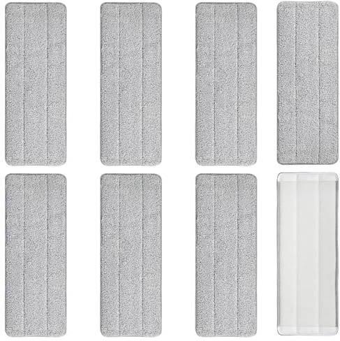 YSFVNP 8PCS Microfibre Mop Pads, Reusable Wet & Dry Mop Heads, Grey, Fit All Spray Mops, Reveal Mops, Home Office Kitchen Bathroom Wall Cleaning