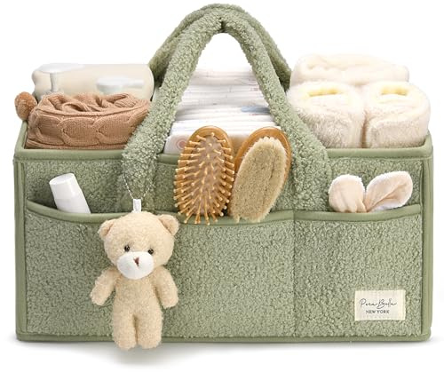 PeraBella Diaper Caddy Organizer for Changing Table, Storage Basket for Wipes, Gift for Baby Shower, Car Organizer, Nursery Organizer, Portable Storage