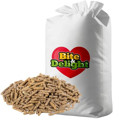 Bite & Delight Kaninchenfutterpellets - Alleinfuttermittel für Hasen, Kaninchen und Zwergkaninchen - Komplettfutter ohne Zuckerzusatz - Universelles Futter mit Mineralstoffen, Vitaminen - 25 kg
