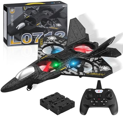 Henakmsl RC Flugzeugs, 2.4GHz Ferngesteuertes Flugzeug L0712 Quadcopter Schwebendes Kampfflugzeug RC Flugzeug RTF für Anfänger/Kinder/Erwachsene, AFlugzeugspielzeug mit Farbigen Lichtern USB-Ladung