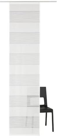 BB-Toy-Trades Cortina corredera con rayas horizontales en blanco lana, 1 unidad, ancho x alto: 57 x 245 cm