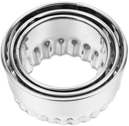 VICASKY 3 Stück Edelstahl Knödelwickelform Ausstecher Set Mit Wellenrand 3.23 Zoll Für Teigschneider Muffins Donuts Brotkruste Küchenbacken Zubehör