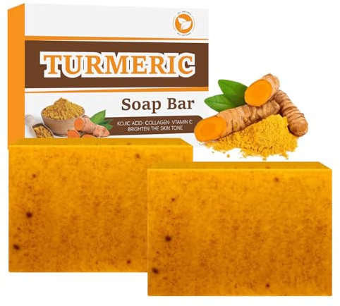 Kojic Acid Tormeric Soap Bar, gurkmeja kojicsyra tvål – avlägsnar mörka fläckar, akne, pormaskar och slät hud, tormeric kojic acid tvål – naturliga kollagen, vitamin C