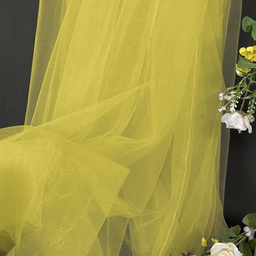 YNNHUDEEP Tüllstoff Gelb Organza Stoffe, 5 m x 160 cm, Tüll Meterware | für DIY Tisch Party Torbogen Hochzeit Decoration Tüllrock Schleier