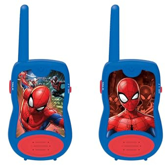 Lexibook, Spider-Man, Walkie-Talkies 200m, Communication Game for Children, 2 Communication Channels, Belt Clip, Battery Operated, Blue, TW12SPLXB
