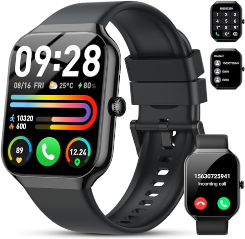 Smartwatch Uomo Donna, 1.96 HD 2026 Orologio Fitness Tracker con Effettua/Risposta Chiamate, 112+ Sportive,Contapassi/Sonno/Cardiofrequenzimetro, IP68 Impermeabile Smart Watch per iOS Android Nero