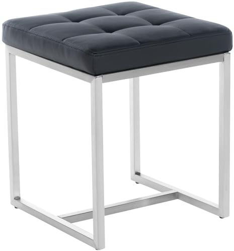 CLP Edelstahl-Sitzhocker Barci Kunstleder I Moderner Hocker Mit Hochwertiger Polsterung Und Bodenschonern I In Vielen Farben Farbe schwarz