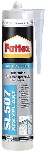 Pattex Sigillante Silicone Acetico Cristallino SL 507, Trasparente, Invisibile, per Applicazioni Vetro su Vetro, Resistente Raggi UV, Elevata Adesione, Trasparenza ed Elasticità, 300 ml