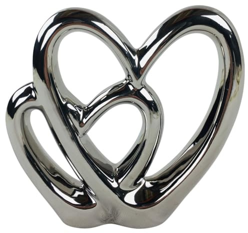 Double Heart Silver Ornament