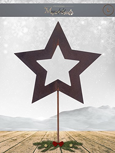 Edelrost Stern am Stab zum Stecken: Variante E/Größe L: 25cm - Wunderschöne Metall Weihnachts-Deko. Ideal für Ihren Hauseingang, im Garten oder in Ihrer Wohnung - Winterdeko von Manufakt Design