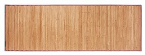 Relaxdays Tappeto in Bambù, Resistente all’Umidità, Antiscivolo, Bordi in Tessuto, Bagno, 61x182cm, Legno Naturale