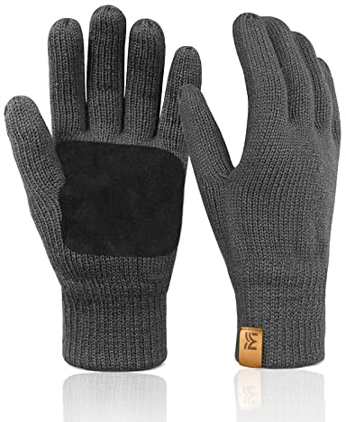 Migliore Wear vinterhandskar för män kvinnor, tjocka termiska handskar, ullhandskar med halkfri handflata, varma stickade handskar elastisk manschett för vinter utomhus, körning löpning cykling