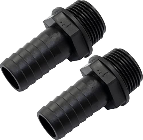AERZETIX - Set di 2 Raccordi Maschio Scanalati Dritti 1'' x 25mm - Filettatura Esterna - Adattatore Connettore Sistema Circuito Irrigazione Pompa - in Plastica Polipropilene - Colore Nero