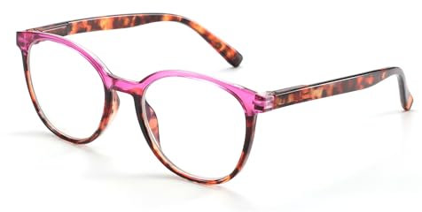 ZENOTTIC Lunettes de Vue Rondes avec Protection contre la Lumière Bleue Lunettes de Lecture Anti-Fatigue & Anti-Reflets avec Étui à Lunettes pour Femmes, Hommes 2,0