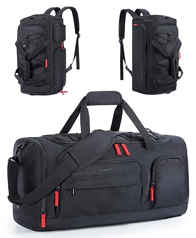 BAGSMART Gym Bag for Women & Men, Sports Travel Duffel Backpack with Shoe Compartment Laptop Compartment, Water Resistant Carry On Weekender Bag for Airplane, 35L/Black