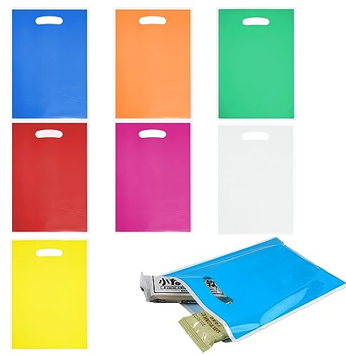 35 Sacchetti Regalo in Plastica Tinta Unita per Feste, Leggeri in 7 Colori