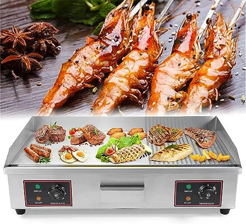 BTURYT Piastra Elettrica Professionale, Piastra da Appoggio per Griglia Piatta da 29'', Piastra Teppanyaki in Acciaio Inossidabile da 4400 W, Piastre Grandi per Cucina del Ristorante