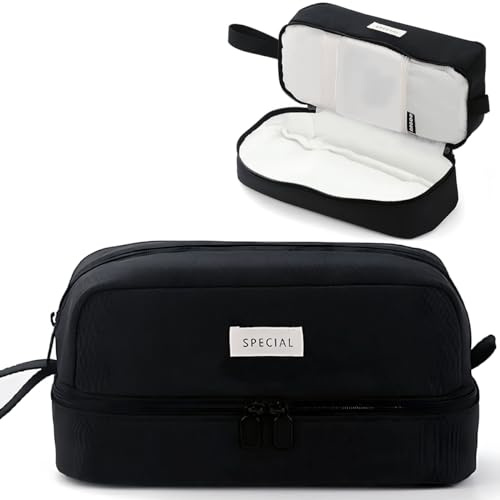 Mäppchen Federmäppchen mit grosser Kapazität Federmäppchen 4 Fach für Junge Mädchen Ferdertasche Tragbar Pencilcase Etui Schule für Studentin Erwachsene Damen von Schule & Büro Make-up (Schwarz)