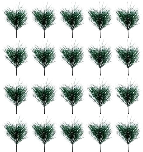 TVIVID Künstliche Tannennadeln, Zweige, künstliche Pflanzen, Buchsbaum-Plektren, DIY, zuschneidbar, Heimdekoration, Wintergrün, 20 Stück