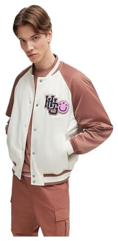 HUGO Hommes Buckley2431 Veste déperlante avec Patch logoté Style Universitaire
