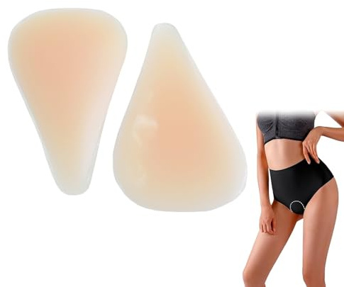 2 Stück Unsichtbare Silikon Pads Concealer,Wiederverwendbare Slipeinlagen Damen,Anti ByeByeToe Slip,Bikini Pad,Wasserdichte Abdeckpolster,Nahtlos für Leggings,Bademode und Yoga(Hautfarbe,Transparent)