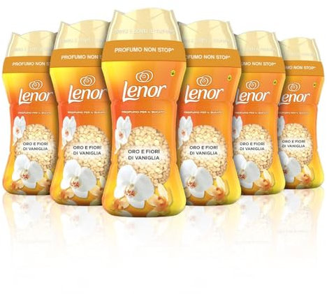 Lenor UNstoppables Perlas de Perfume para la Ropa, 96 Lavados (6 x 195g), Suavizante con Fragancia Orquidia Dorada, Potenciador de Frescor
