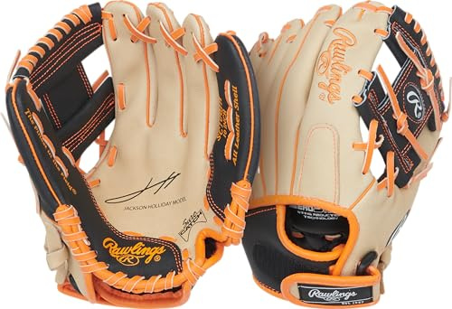 Rawlings | Sure Catch Series Youth Jackson Holiday Signature Baseball Glove | 10 | Right Hand Throw | Camel/Black/Orange