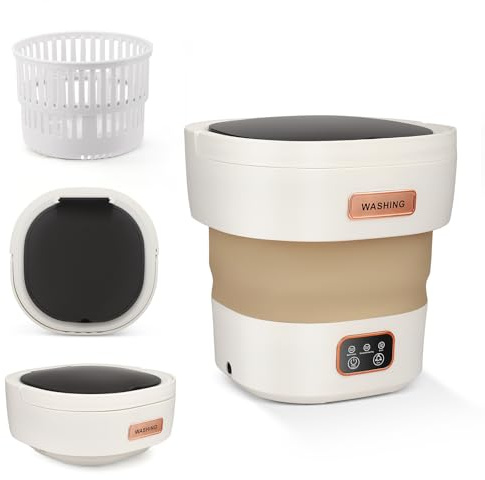 Lavatrice portatile, mini lavatrice aggiornata da 15 litri, 3 modalità di pulizia profonda, lavatrice compatta e potente con cestello centrifugo rimovibile, design pieghevole per camper e appartamenti