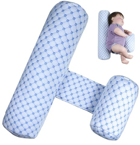 Syglawnd Cuscino a cuneo per neonato, cuscino antirotolamento per neonato regolabile traspirante con zeppa laterale rimovibile reflusso lavabile per neonati blu