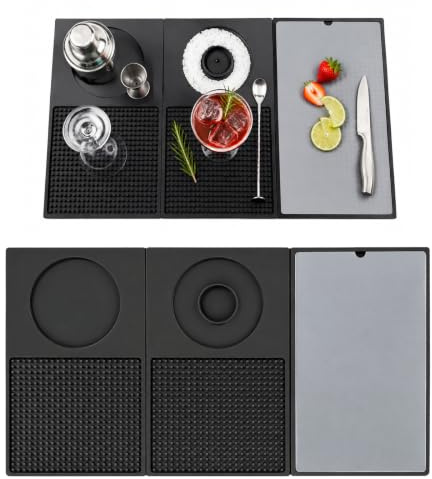 Tapis De Bar Planche À Découper Séchage sur Comptoir Accessoires, Tapis À Cocktail Pliable Multifonction pour Barman, Déco Bar Maison Antidérapant Camping-Car Camping Extérieur, Noir